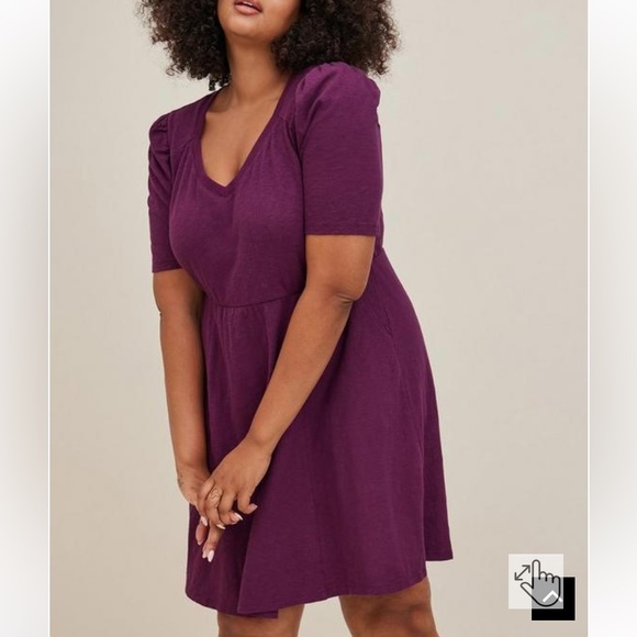 NWT Torrid Mini Slub Puff Sleeve Skater Dress - size 00 - Picture 2 of 13
